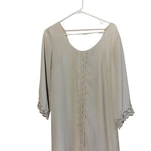 Astr Cream Tunic Mini Dress Sz S Lined Lace Fall Spring Elegant Minimalist